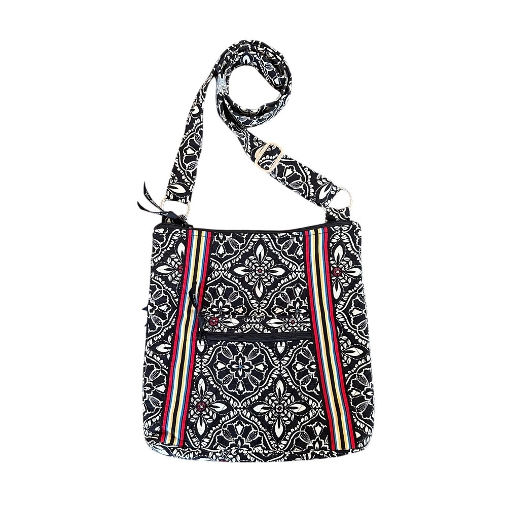 Vera Bradley Paisley in Confidence Hipster Crossbody Bag Black White Quilted